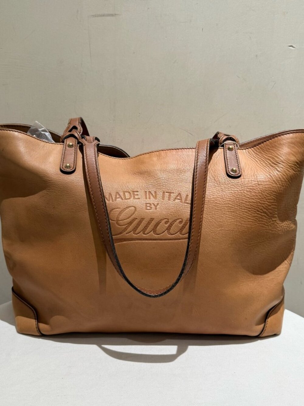 Gucci Vegetable Tanned Cowhide Leather Vintage Tote Bag